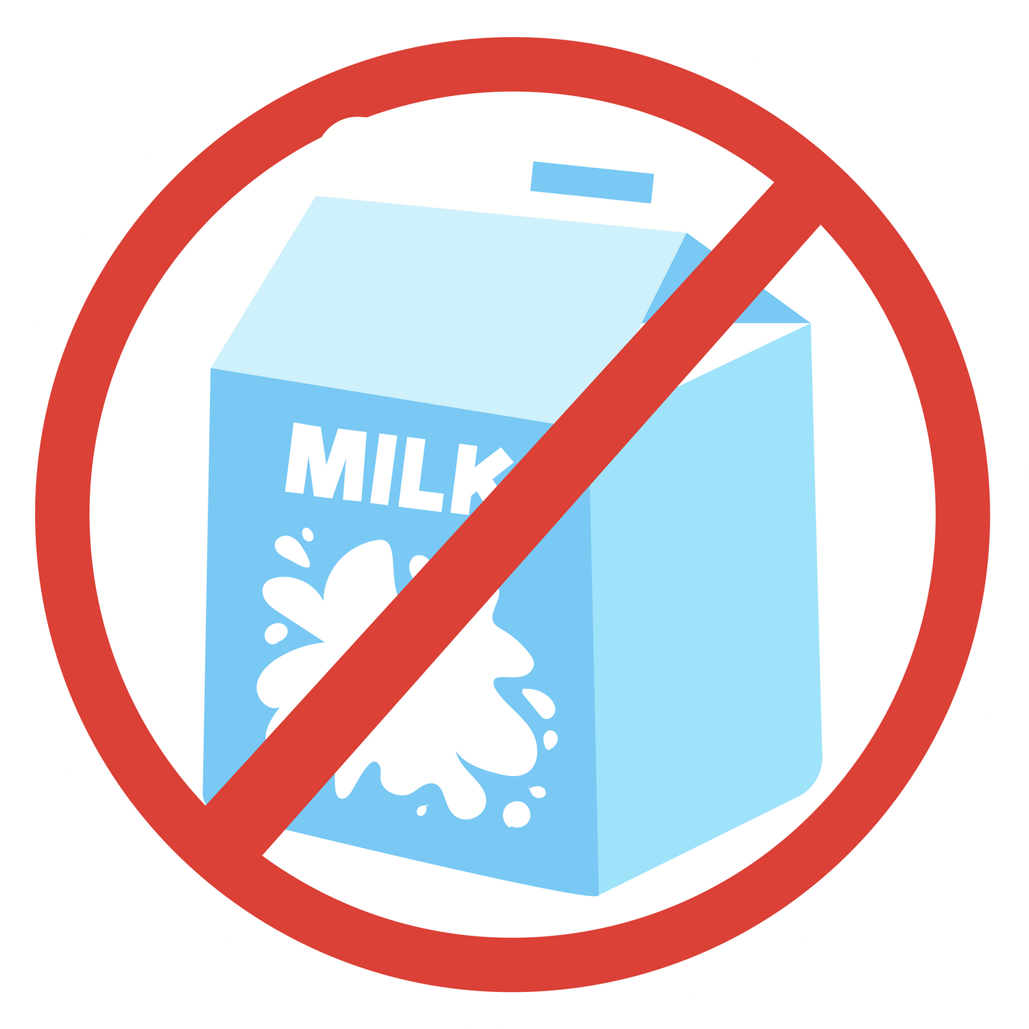 No Milk. Food Allergy Icon.  Lactose-Free for Allergy Sensitivity